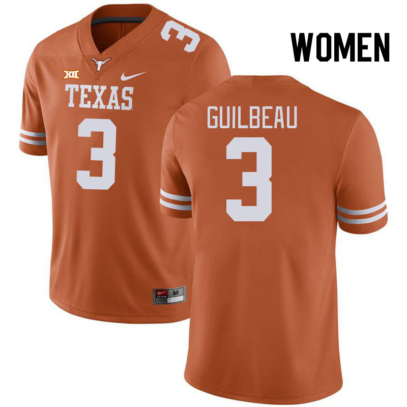 Women #3 Jaylon Guilbeau Texas Longhorns College Football Jerseys Stitched Sale-Black